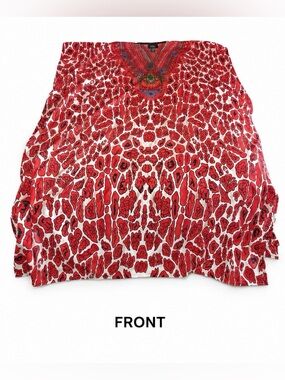 Goddess Women's One Size Embellished Kaftan
Maxi Dress - Red Animal Print Boho